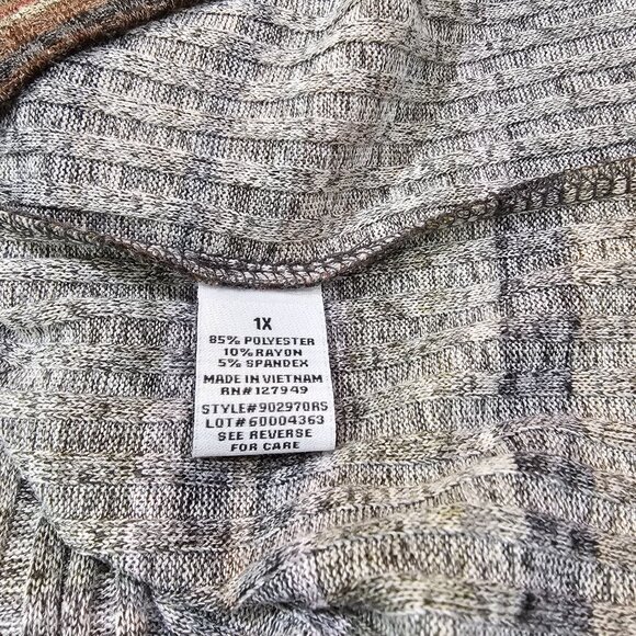 Women's Emma & Michele Striped Sweater Dress Front Zipper 3/4 Sleeve Size 1X - Picture 5 of 6